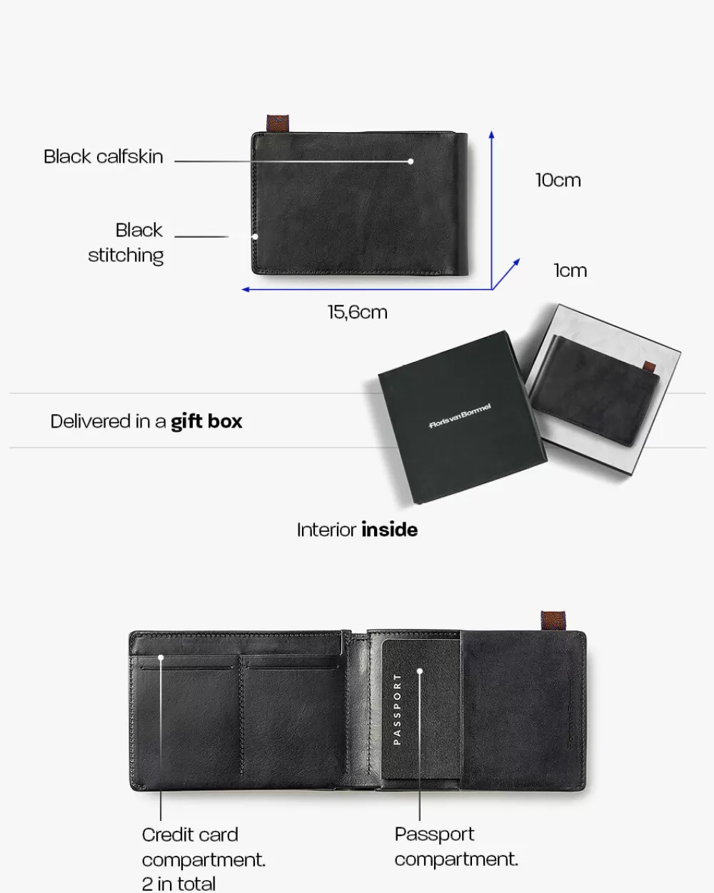 Floris van Bommel Kleinlederwaren></noscript>Passport wallet small Schwarz